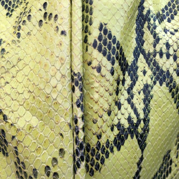 Cole Haan neon green/grey snake print tote. - Picture 7 of 13